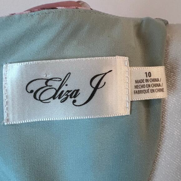 Eliza J Cascading Ruffled Floral Maxi Dress Faux Wrap Flutter Sleeve A-Line 10 - Picture 12 of 13